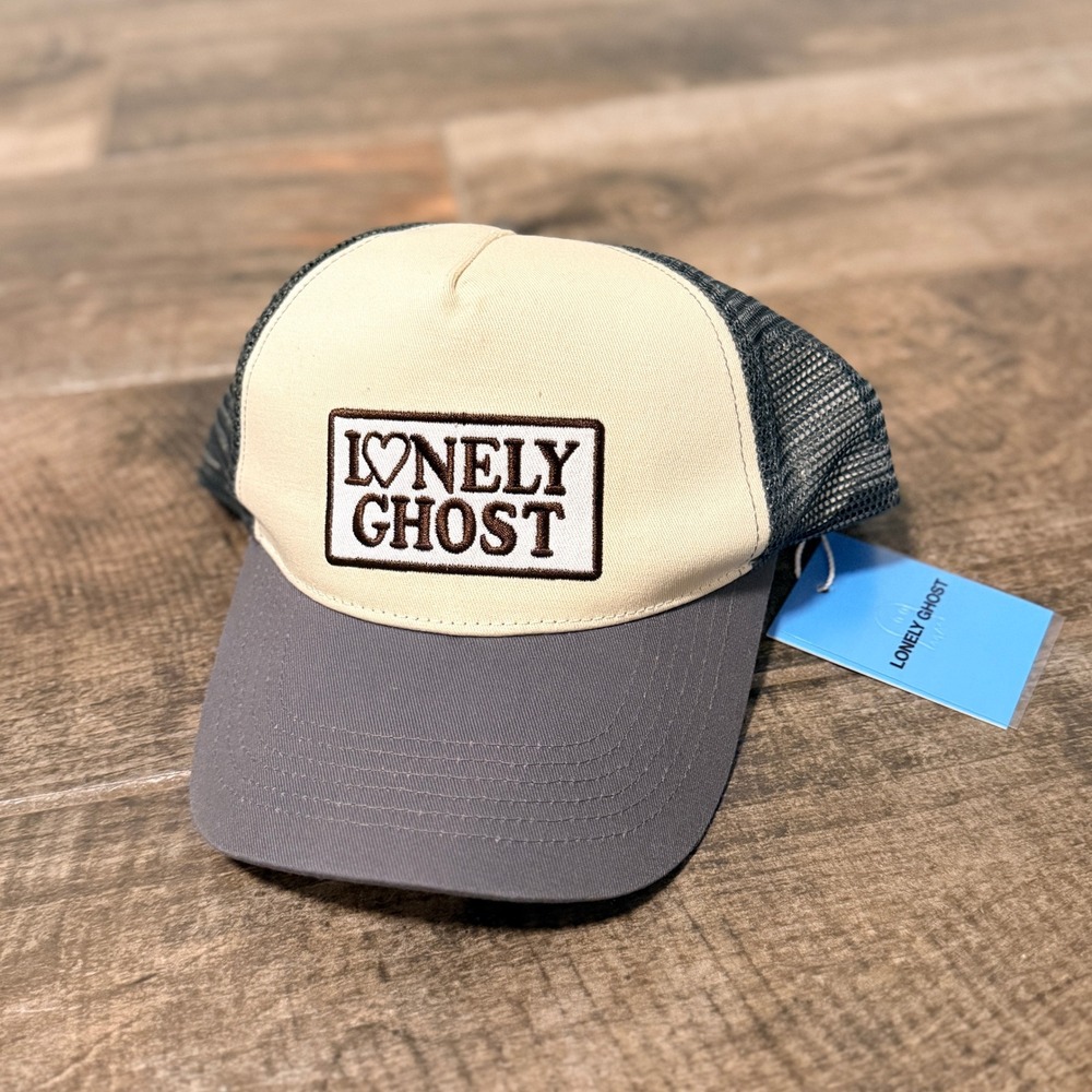 Lonely Ghost Unisex Lonely Hearts Patch Mesh Trucker Hat,Gray, OS (NWT)